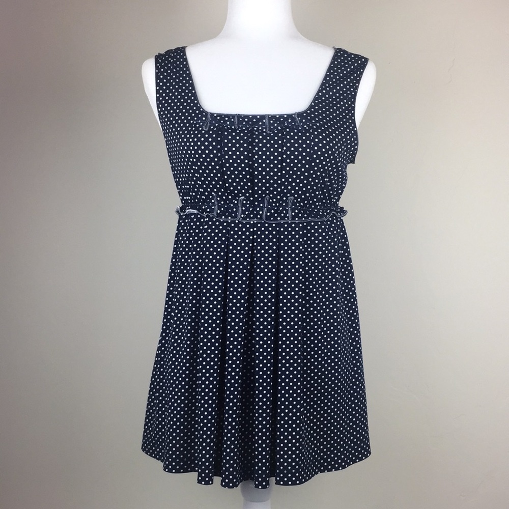 Max Studio navy blue polka dot sleeveless top